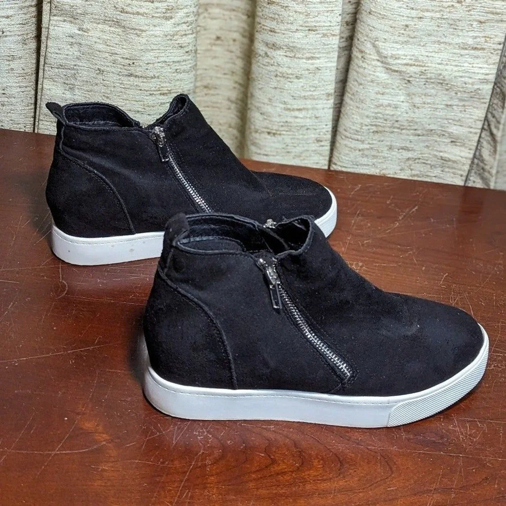 Vintage Y2K Indie Sleaze Soda Wedge High Top Sneakers Black Streetwear Women's 8